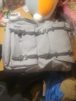 Gray Multi-Pocket Backpack with Buckle Straps