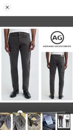 AG Everett Stretch Sateen Slim Straight Pants in ‘dark rock’ (34x32)