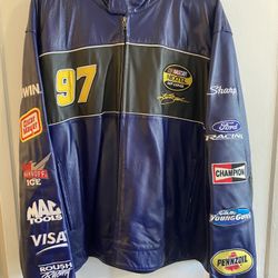 Chase Authentics NASCAR #97 Purple & Black Leather Jacket 2XL