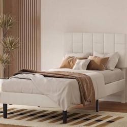 41.7-in W Beige Twin XL Bed Frame with Headboard