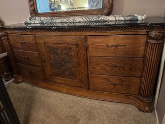 5 Piece Stone Top Wood CA King Bedroom Set