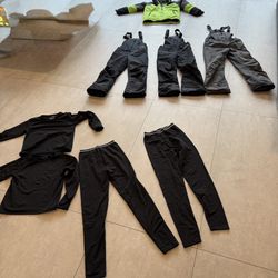 Large Lot Of Kids Ski Jackets, Pants, Ski Bibs And Long John’s 