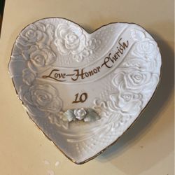 Love honor cherish trinket dish 10th anniversary