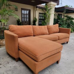 Ethan Allen Burnt Orange Suede L Sectional Sofa