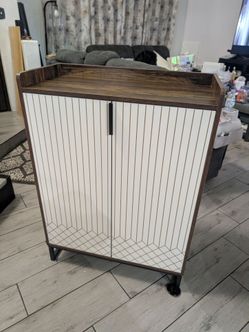 Two-Door Storage Cabinet with Wood Top