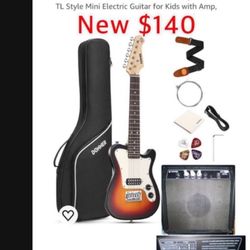 New Donner 30 Inch Kids Electric Guitar Beginner Kit TL Style Mini Electric Guitar with Amp, $140