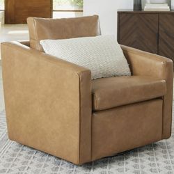 Better Homes & Gardens Steele Swivel Accent Chair, Camel Faux Leather