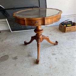 Octagon Glass Top Antique Table