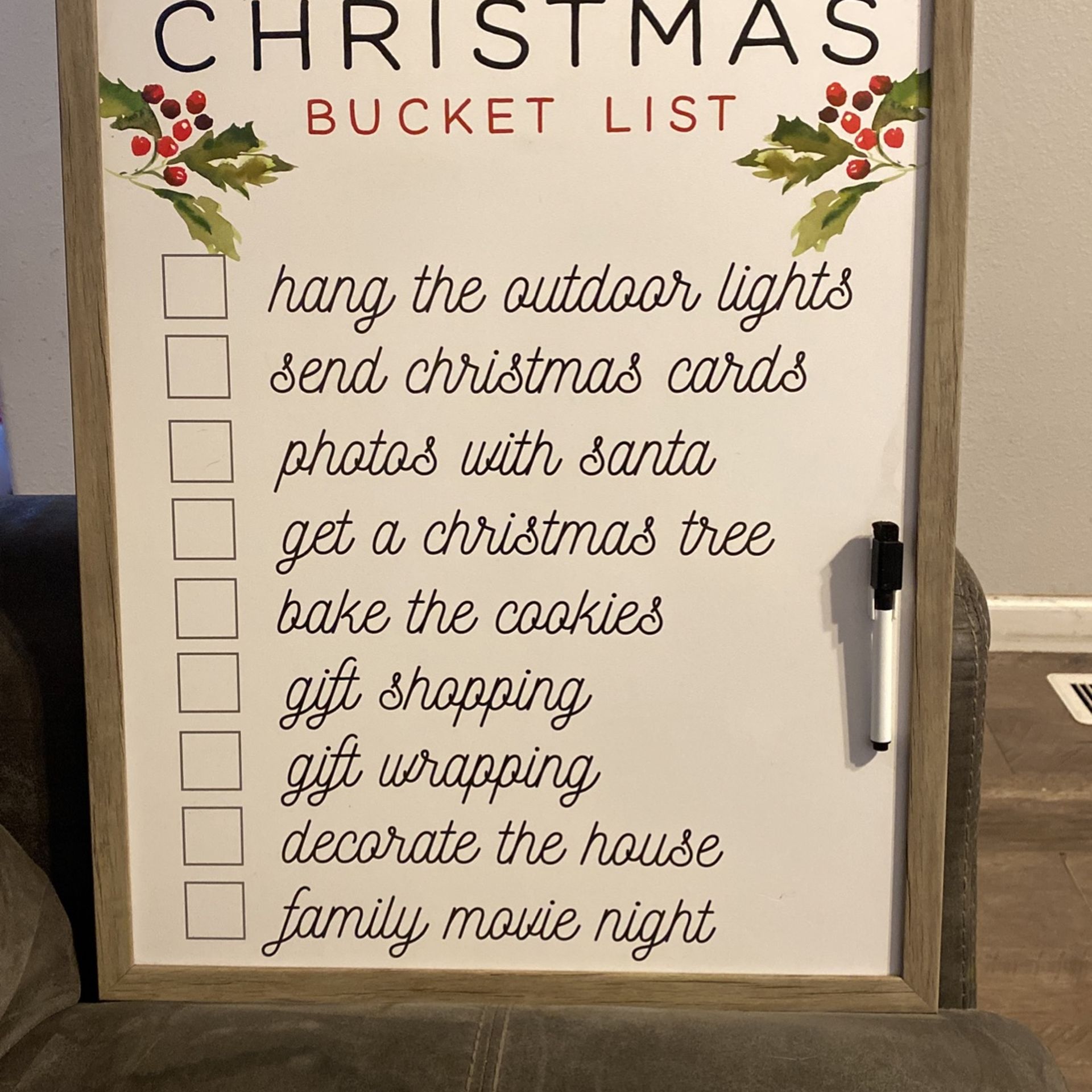 Christmas Bucket  List Whiteboard