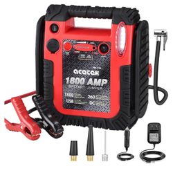 1800 Amp Jump Starter with Air Compressor, acetek Car Battery Jump Starter 260 PSI Tire Inflator, 20000mAh 12V Auto Lead-Acid Battery Booster (Up to 6