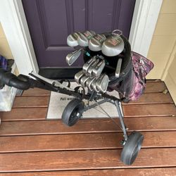Complete Set of Ladies Graphite Golf Clubs with Jones Bag and Cart