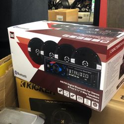 Car Dual Bluetooth Stereo And Speaker Package