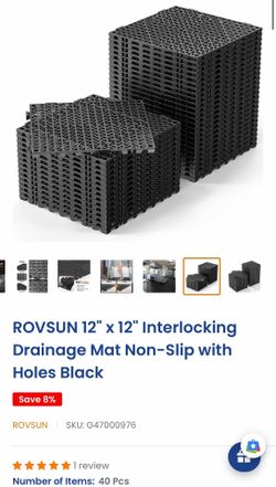 ROVSUN 12" x 12" Interlocking Drainage Mat Non-Slip with Holes Black