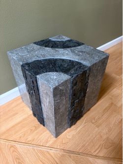 1980s Maitland Smith Tessellated Stone cube Coffee , Side  Table 16”T $ 16”x16” on the top