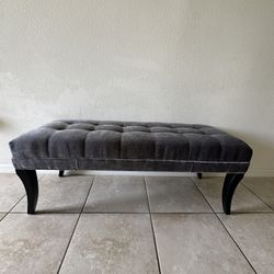 Upholstered Dark Gray Bench Ethan allen