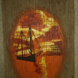 Driftwood Sailboat At Sunset 