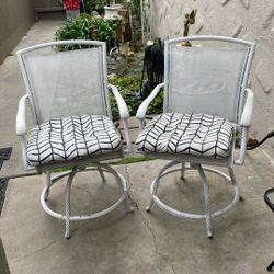 Two Rotating Patio Chairs With Seat Cushions  