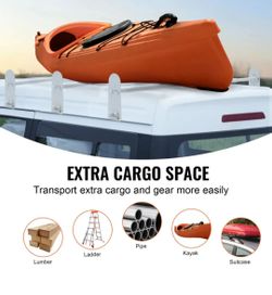 VEVOR Van Roof Ladder Rack, 3 Bars Alloy Steel Roof Racks, 750 LBS Capacity Rain-Gutter Roof Rack, Adjustable Length 40.2" to 74.8", Van Ladder Rack C