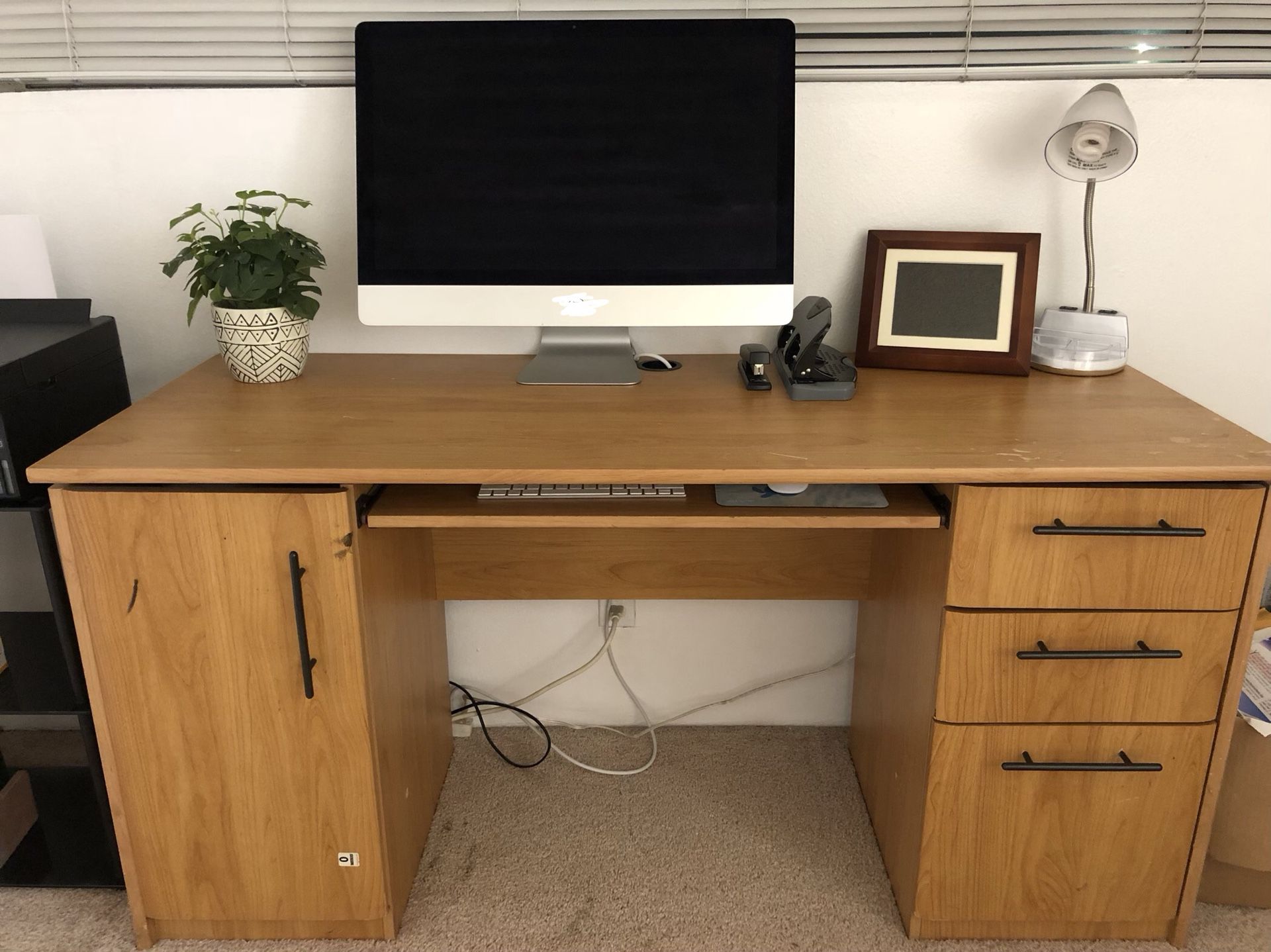 Wood Desk with Drawers
