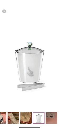 Kate Spade Nolita Silver Ice Bucket with Tongs