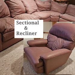 Sectional and Recliner great condition - Mauve is trending! 


