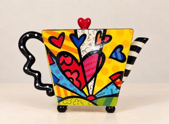 Romero Britto Pop Art Ceramic Teapot