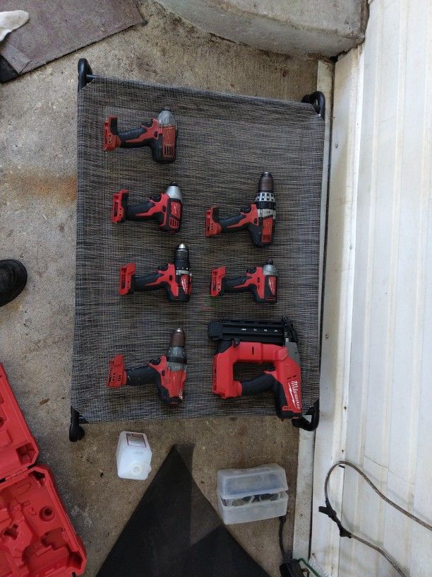 Milwaukee Drills, Impacts, And Packout And Nail guns