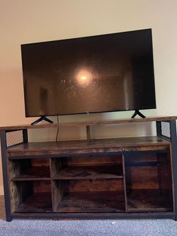Rustic Industrial TV Stand with Open Shelves