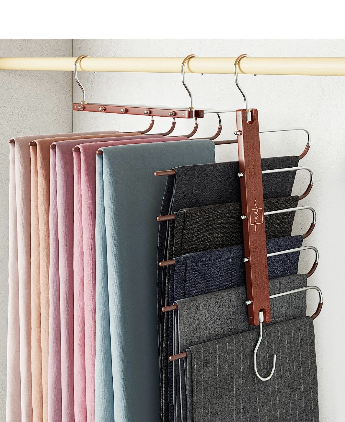 Pants Hanger Space Saving 2 Pack Closet Organizer Jean Hangers Scarf Holder Closet Space Saving Hangers Pants Rack Leggings Hanger Space Saving