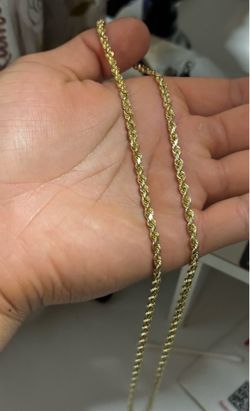 14K Yellow Gold Rope Chain 4mm 22” Diamond Cut (Jacoje Brand)