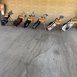 Six Sets Of Name Brand Stand Up Bags With 14  Clubs Per Bag For Only $80