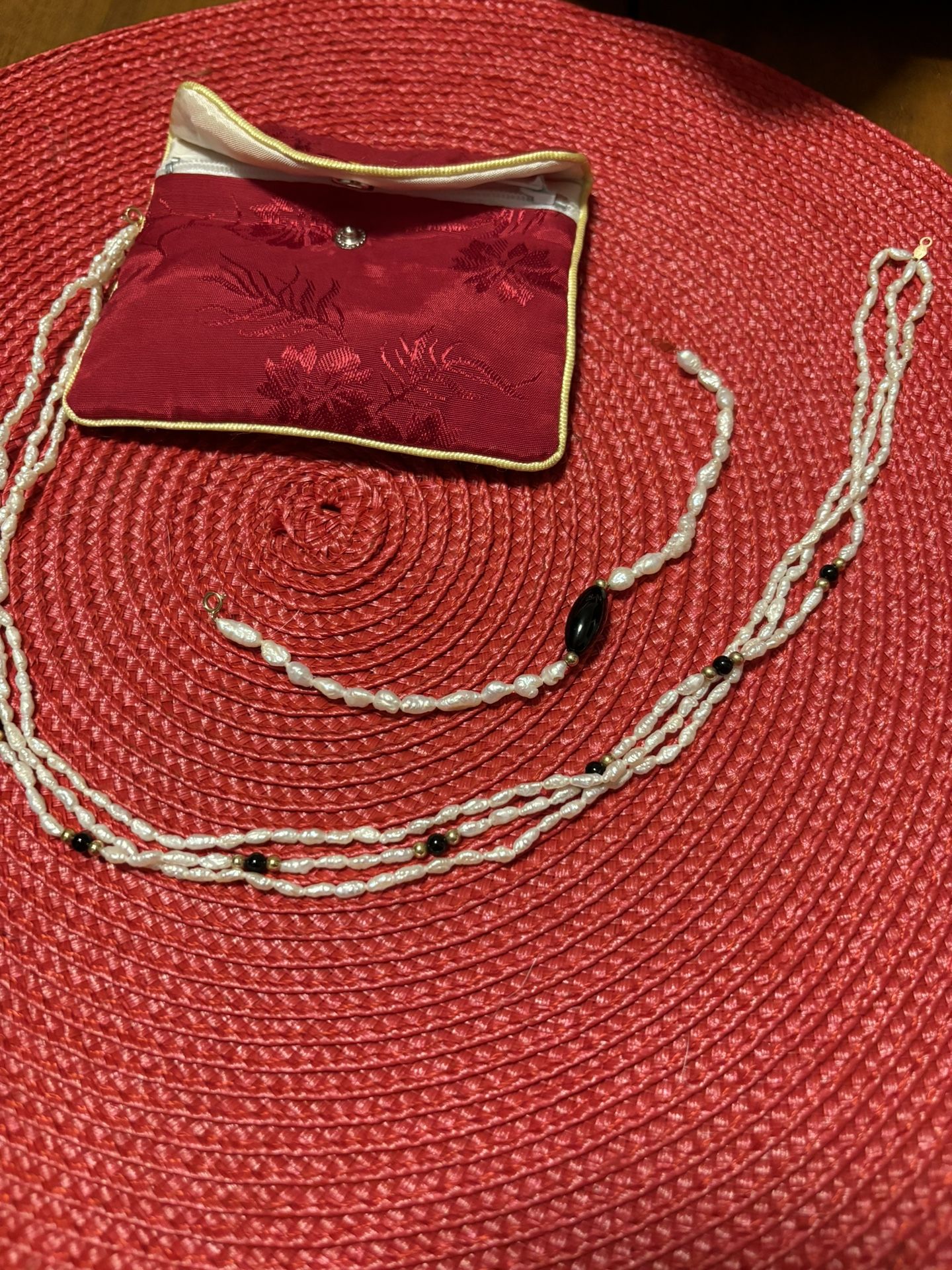 Vintage Fresh Water Pearls With 14K Beads And Black Onyx