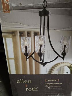 Allen + Roth Latchbury 3-Light Chandelier (Missing Manual and Threaded Pipe)