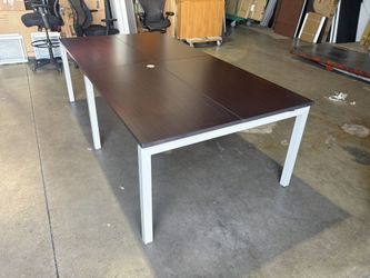 Modular Office Workstation Tables – 24" x 48", Espresso Top, Silver U-Legs – $99 Each