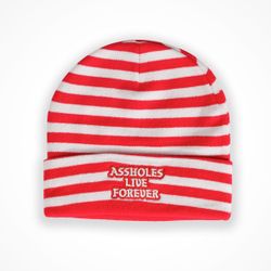 Assholes Live Forever ALF Red White Striped Beanie Unisex