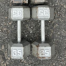35lb cast iron dumbbells weights