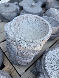 Molcajete de piedra negra en forma de calavera!