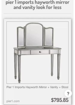 Light up Mirrored vanity and stool (light up mirror)