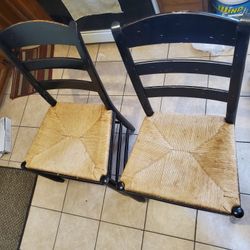 Elegant Ethan Allen Designer Chair Pair. Jute And Wood Material