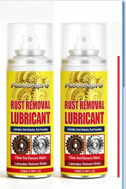 Rust Converter Spray, Heavy Duty Rust Remover Spray for Metal, Multi-Surface Rust Stain Cleaner & Lubricant for Vehicles, Car Parts, Tools, Chains(2PC