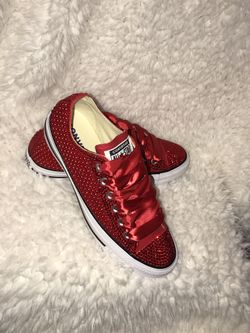 All red bling converse size 8 women’s
