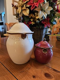 Bronze Leaf White & Red Gass Containers 