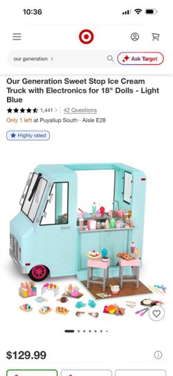 Our Generation Sweet Stop Ice Cream Truck with Electronics for 18" Dolls - Light Blue