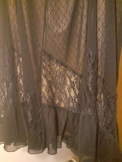 Flirty Lace "Avenue" Black Skirt with built in beige slip Size 22/24