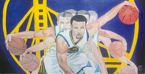 Stephen Curry Crossover Oil Painting