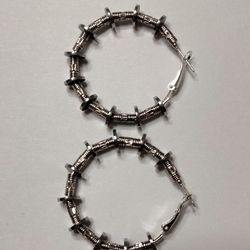 Industrial Style Antiqued Silver Adjustable Silver Bangle Bracelet 