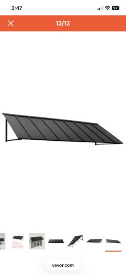 VEVOR Fixed Metal Awning 104 x 36 in, Window Awning Door Canopy Black