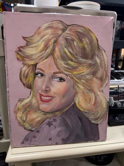 Vintage Dolly Pardon Portrait Oil Painting on Canvas