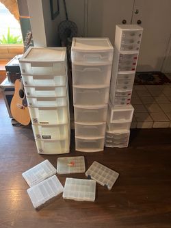 Various Plastic Storage Containers w/ Drawers