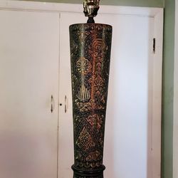 Vintage 1960 Sold Brass Moroccan Middle Eastern Bohemian Table Lamp